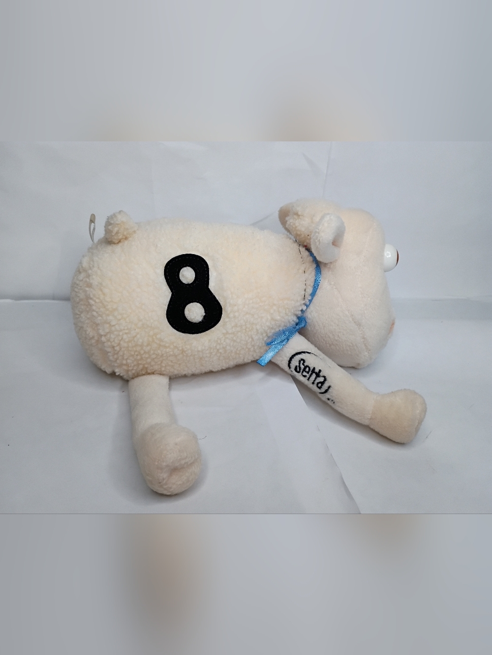 Vintage Serta Plush Lamb Stuffed Animal - White with Black '8'